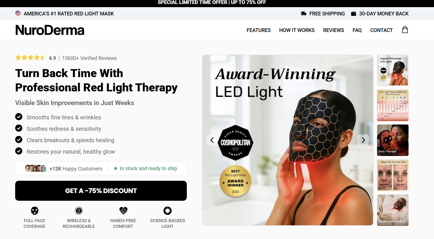 NuroDerma Red Light Mask: